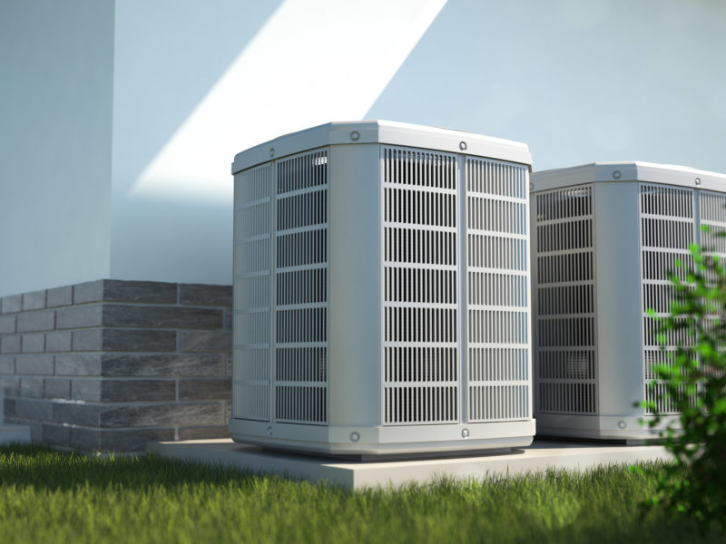 Heat Pumps, Central Air Conditioning units on outside of house