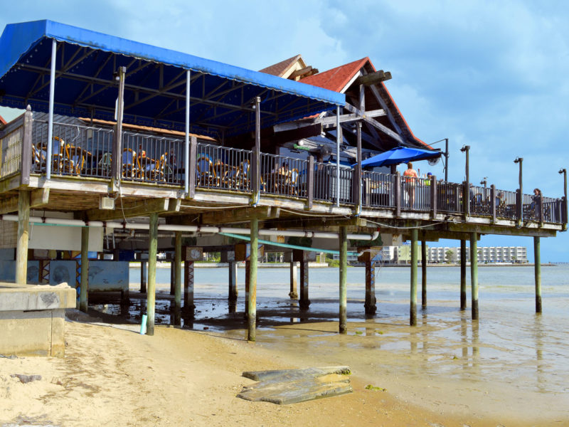 Restaurant on stilts on Ben T Davis Beach